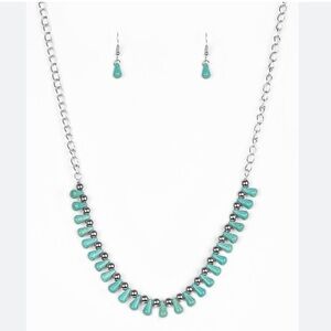 Extinct Species Blue Beaded Necklace and Earring Set